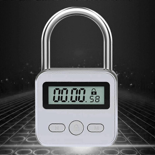 Metal Timer Lock LCD Time 99 Hours Max Timing USB Timer Padlock-Good 1