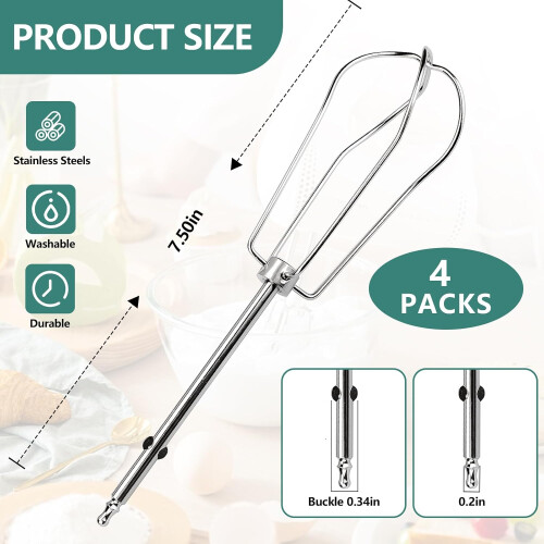 4 Pack Hand Mixer Replacement Beaters for Baking and Cooking 1