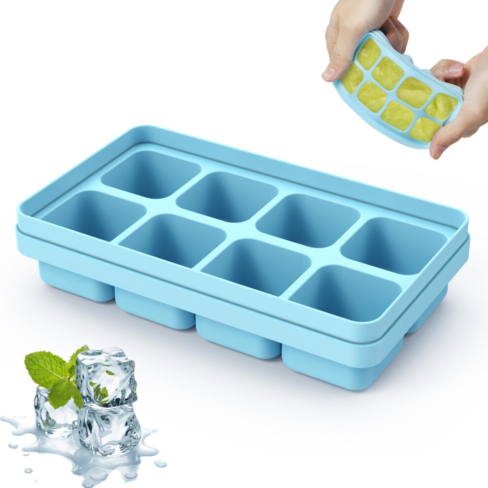 2 Trays Ice Cube Trays Easy-Release BPA Free Stackable Flexible Silicone for Baby Food