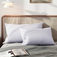 2Pcs Polyester Washable Stripe Bed Pillows, 74cm L x 48cm W