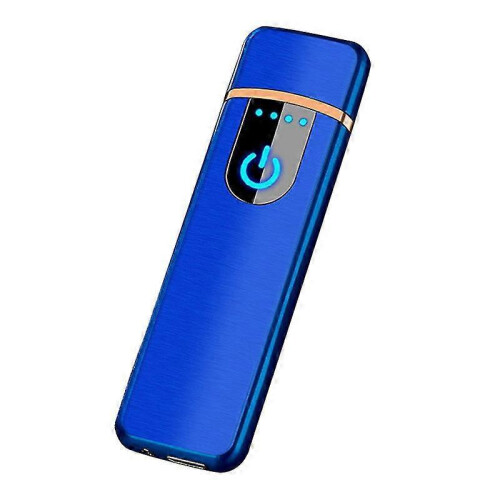 (Blue) USB Rechargeable Windproof Touch-sensing Cigarette Lighter Collectible Men Gift