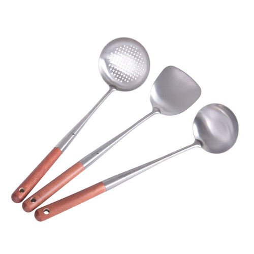 3 pcs Titanium Wok Utensils Set for Camping and Kitchen