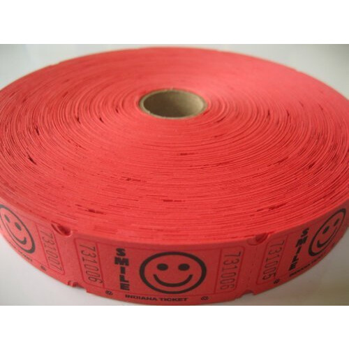 2000 Red Smile Single Roll Consecutively Numbered Raffle Tickets