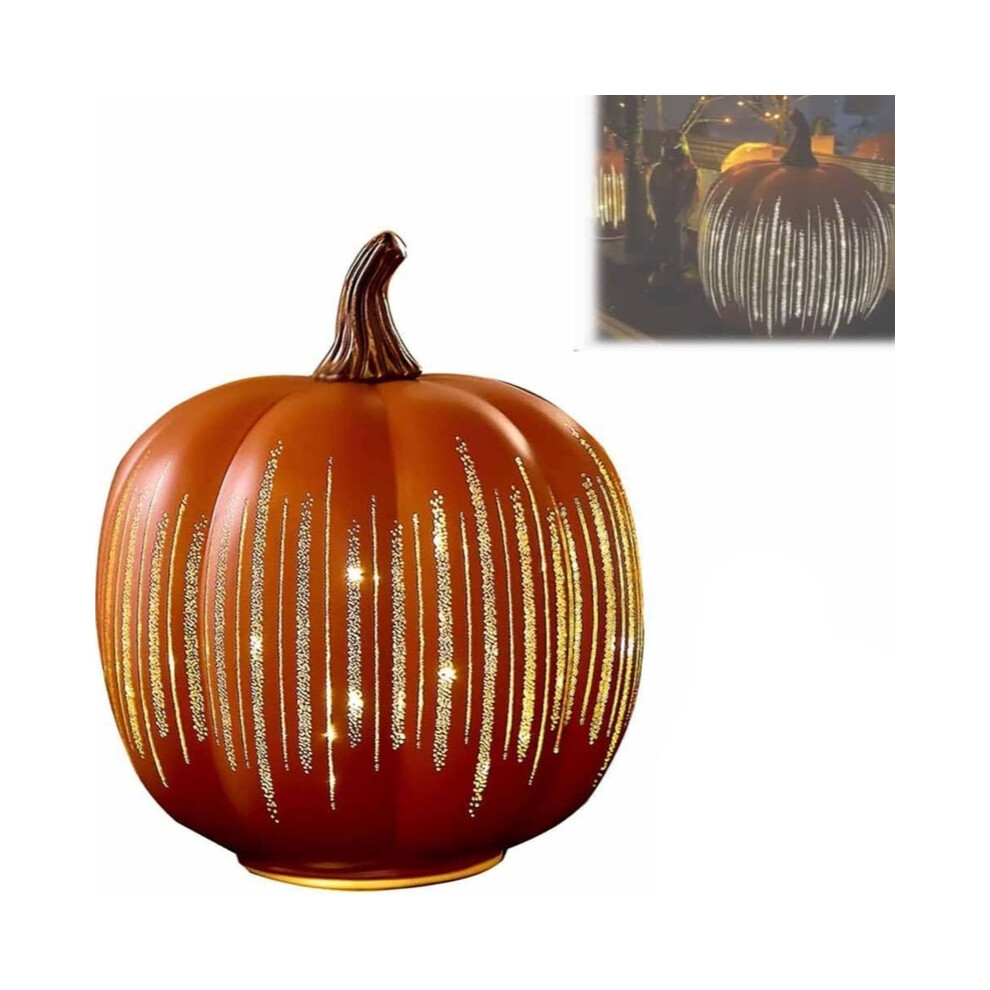 (, 21X23cm) Cherishous Twinkle Led Starry Night Pumpkins, Lighted Sparkling Starry Night Glass Pumpkin Orange/Light