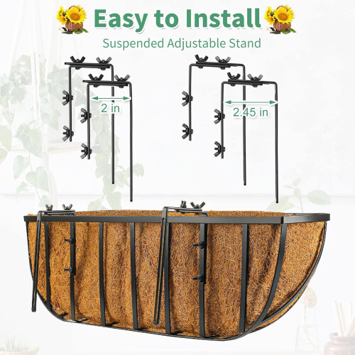 6 Pieces Window Baskets with Coconut Liner 24 Inch Window Deck Planters Boxes 1