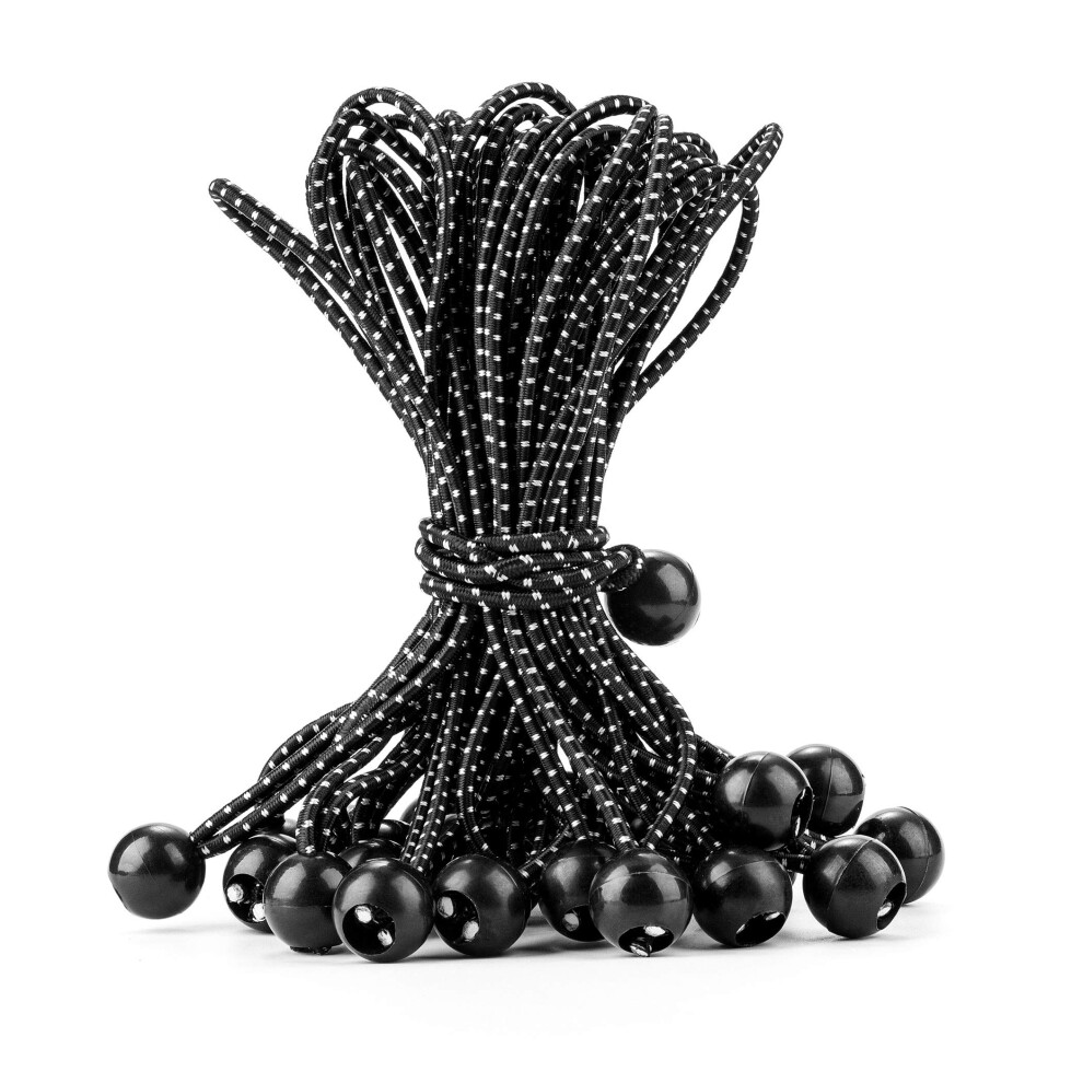 90 Pack 11 Inch Ball Bungee Cords Canopy Ties With Elastic String For Canopy, Tarp, Straps, Tent, Black 395291817506