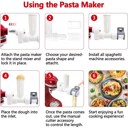 6 Shapes Pasta Attachment for KitchenAid Stand Mixer 2