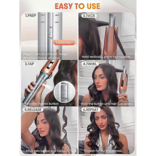 Automatic Curling Iron 1 1/4 inch with 3 Temperatures, 2Way Rotation, Auto ShutOff Ref: 4805 2
