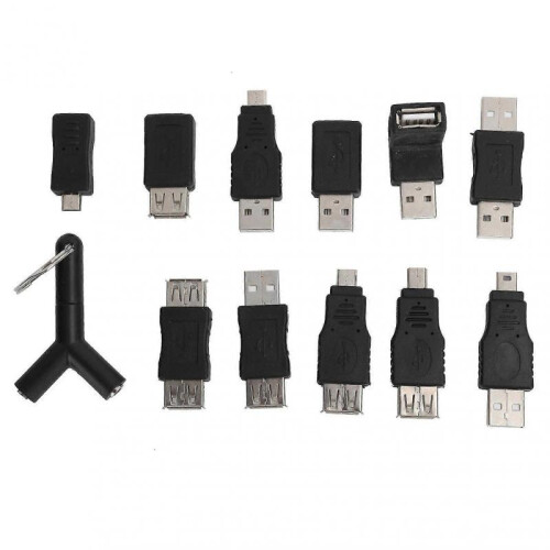 12Pcs USB2.0 Adapter 3.5mm 2 in 1 Audio Adapter Converter Electronic Accessories