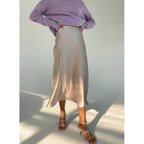 (M, BLUE) Women's Skirts Satin Skirts P20250110871 2