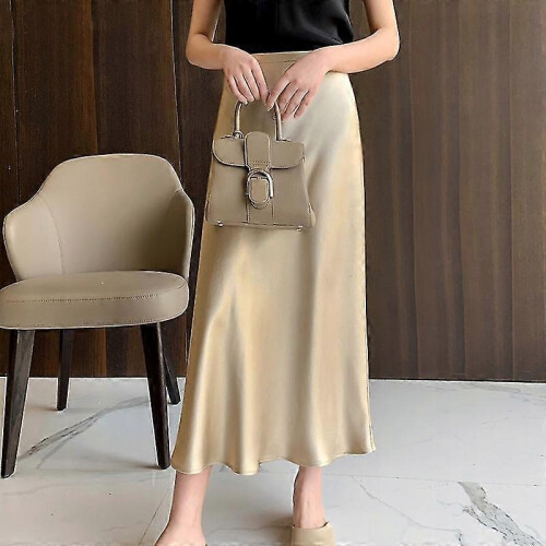 (L, WINE-RED) Women's Skirts Satin Skirts P20250110871 1