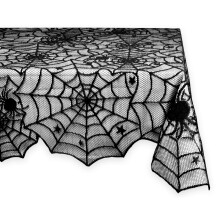 DII Zwart Kanten Overlay Tafelblad Collectie Gotisch Halloween Decor Tafelkleed 54x72 Spinnenweb
