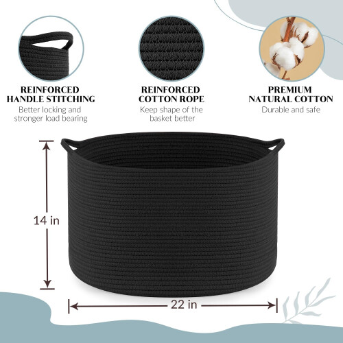 Extra Large Basket for Nursery Laundry Hamper and Toy Storage 22' x 14' 1