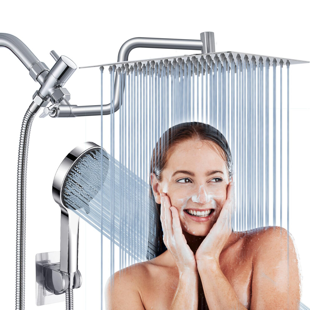 High Pressure Rainfall Shower Head Combo With Handheld Shower Wand 8 Inches 6493810962370