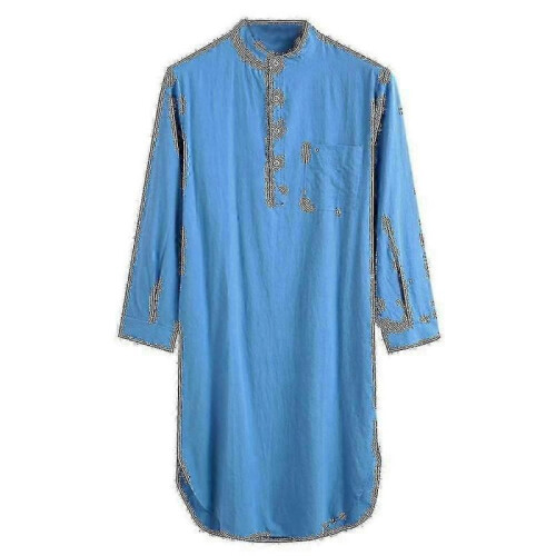 (3XL,Blue)Mens Cotton Sleepshirt Nightshirt