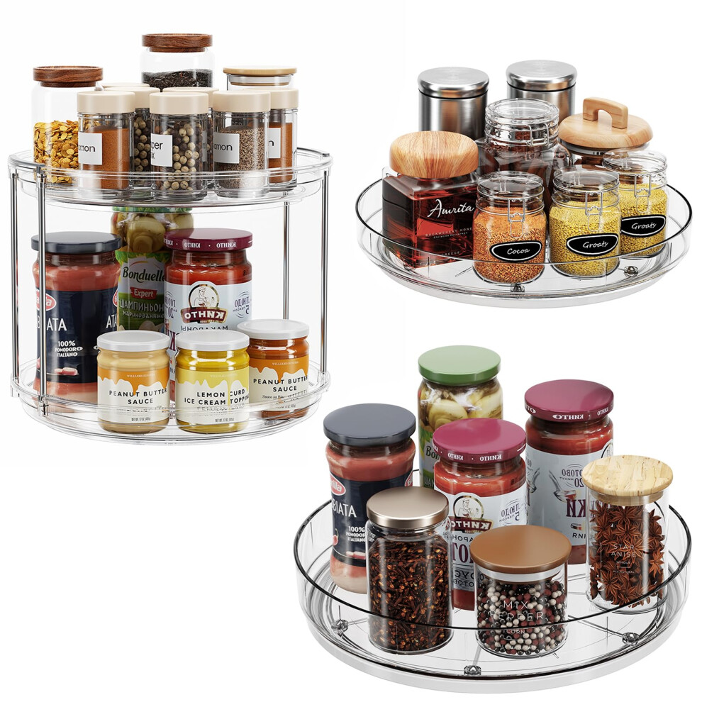 2 Pack Clear Lazy Susan Organizer for Kitchen Pantry Organizers and Storage 10'' 10.6'' 2 Tier-image-OPC-PHZRCCP-NEW