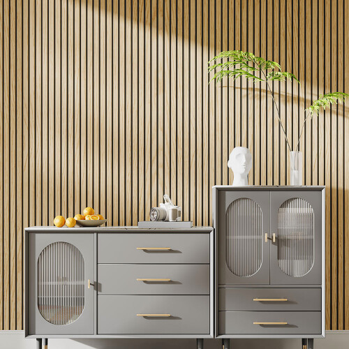 Living And Home (Wenge) 4Pcs 60*60cm Slat Wall Panel with PVC Veneer & PET Backing