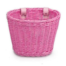 (pink) Hand Woven Bicycle Basket Large Capacity Strong Load bearing Easy Installation Handlebar Bike Front Basket Replacement