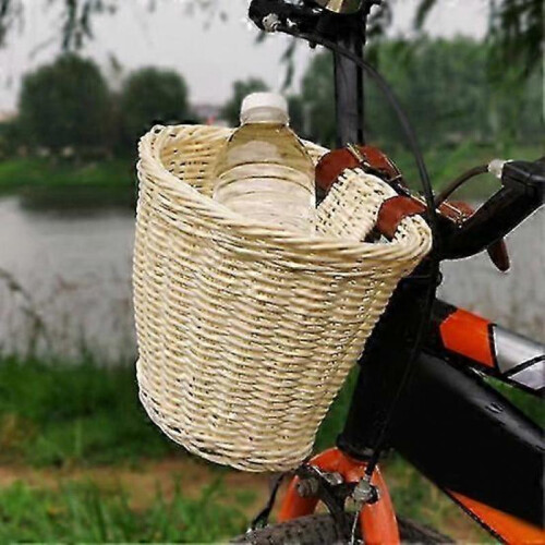 (blue)Hand Woven Bicycle Basket Large Capacity Strong Load bearing Easy Installation Handlebar Bike Front Basket Replacement 1