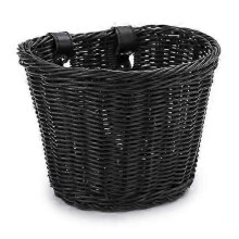 (black) Hand Woven Bicycle Basket Large Capacity Strong Load bearing Easy Installation Handlebar Bike Front Basket Replacement