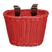 (red) Hand Woven Bicycle Basket Large Capacity Strong Load bearing Easy Installation Handlebar Bike Front Basket Replacement