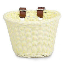 (beige) Hand Woven Bicycle Basket Large Capacity Strong Load bearing Easy Installation Handlebar Bike Front Basket Replacement
