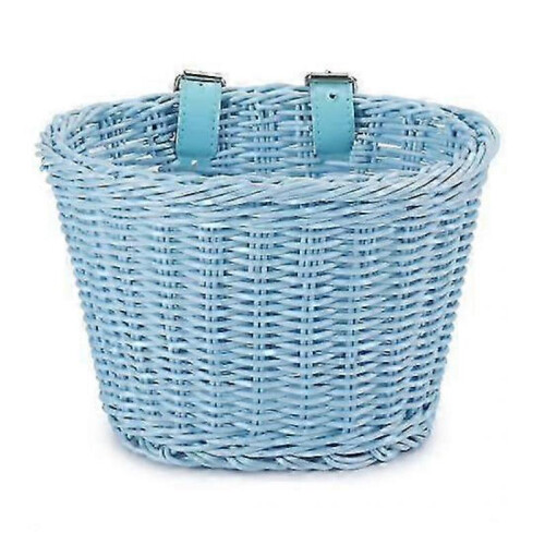 (blue)Hand Woven Bicycle Basket Large Capacity Strong Load bearing Easy Installation Handlebar Bike Front Basket Replacement 2