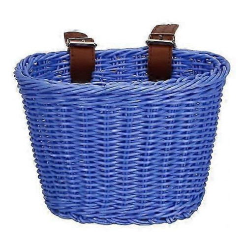 (blue)Hand Woven Bicycle Basket Large Capacity Strong Load bearing Easy Installation Handlebar Bike Front Basket Replacement