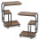 Casart Set of 2 C-shaped Side Table Mobile Sofa Table w/ Shelves-Brown 1