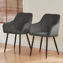 (GREY) 2X Velvet Dining Chairs Metal Legs Kitchen home