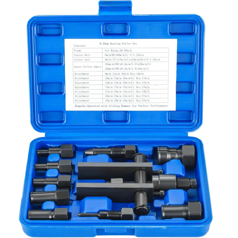 10 Piece Motorcycle Blind Internal Inner Insert Inside Bearing Extractor Puller Tool Kit Motorcycle Inner Bearing Removal Tool Set 825Mm 6493810963032