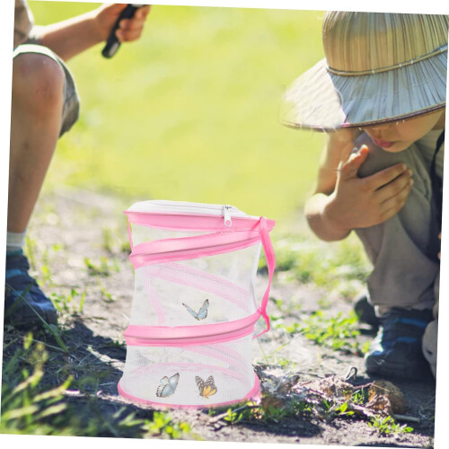 Butterfly Cage, Insect Catcher, Mesh Net, Fabric, Pink 1