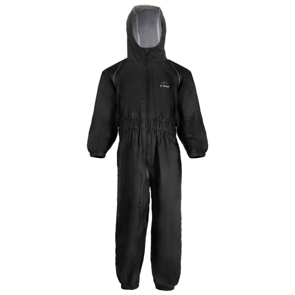 (7-8 Years) ZORAX 4Y-14Y Black Waterproof Rain Suit Childrens Kids RainSuit Boys Girls Rainwear-image-OPC-PHZRHJ6-NEW