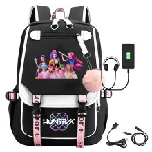 (black-3) K-Pop Demon Hunters Anime School Backpack Cute Cartoon Print Bag for Students