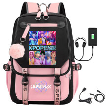 (pink-9) K-Pop Demon Hunters Anime School Backpack Cute Cartoon Print Bag for Students