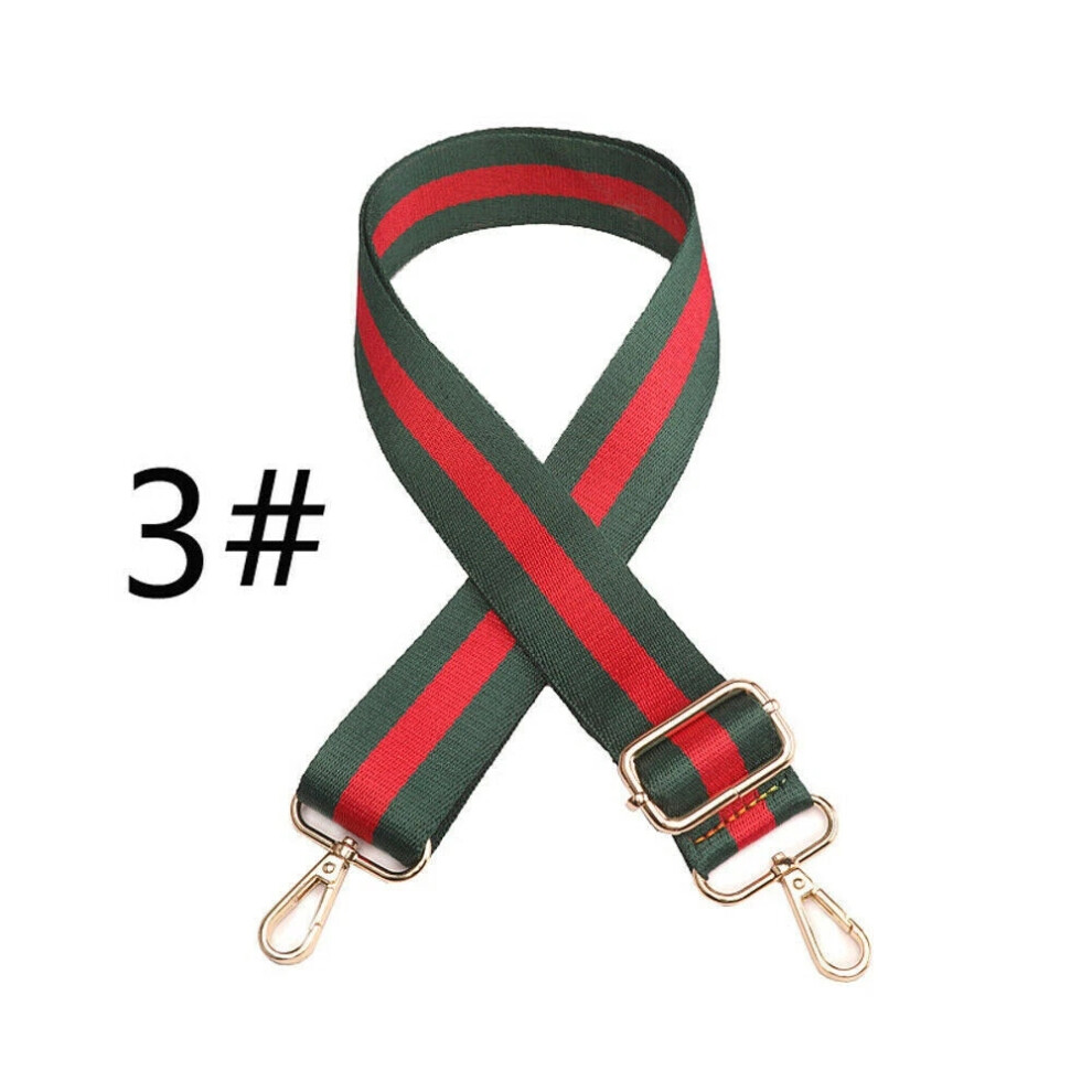 (3# Green red stripes Replacement Handbag Strap) Nylon Adjustable Crossbody Bag Strap Replacement For Handbag Detachable Handle