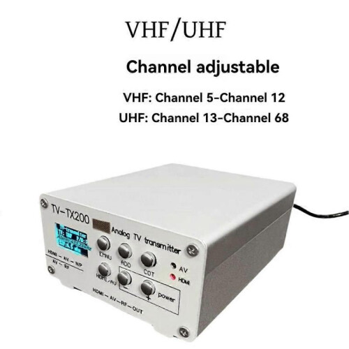 Analog TV Transmitter VHF/UHF Frequency Band Selectable Transmitter Frequency Power Supports /CVBS Signal Input 1