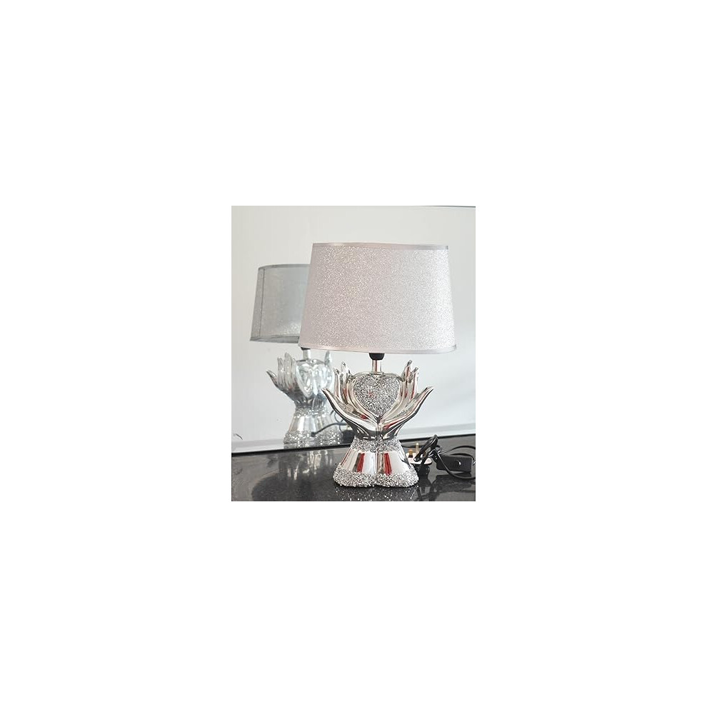 Biznest Ceramic Lamp Heart In Hands 38X20cm Silver