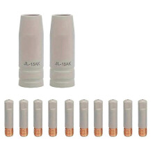 12pcs Nozzle Tip Holder 15AK MIG Nozzle Tip Holder Welding MIG Welding Contact Pin Point Cover Nozzle Kit