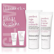 This Works Prep and Glow Gift Set - Travel Size Kit with Perfect Legs Skin Miracle and Perfect Heels Rescue Balm Foot Cream - Nourishing & Hydrating