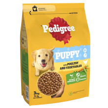 Pedigree Puppy Complete Dog Dry Food for medium size Dogs with Poultry and Rice 3 x 3 kg