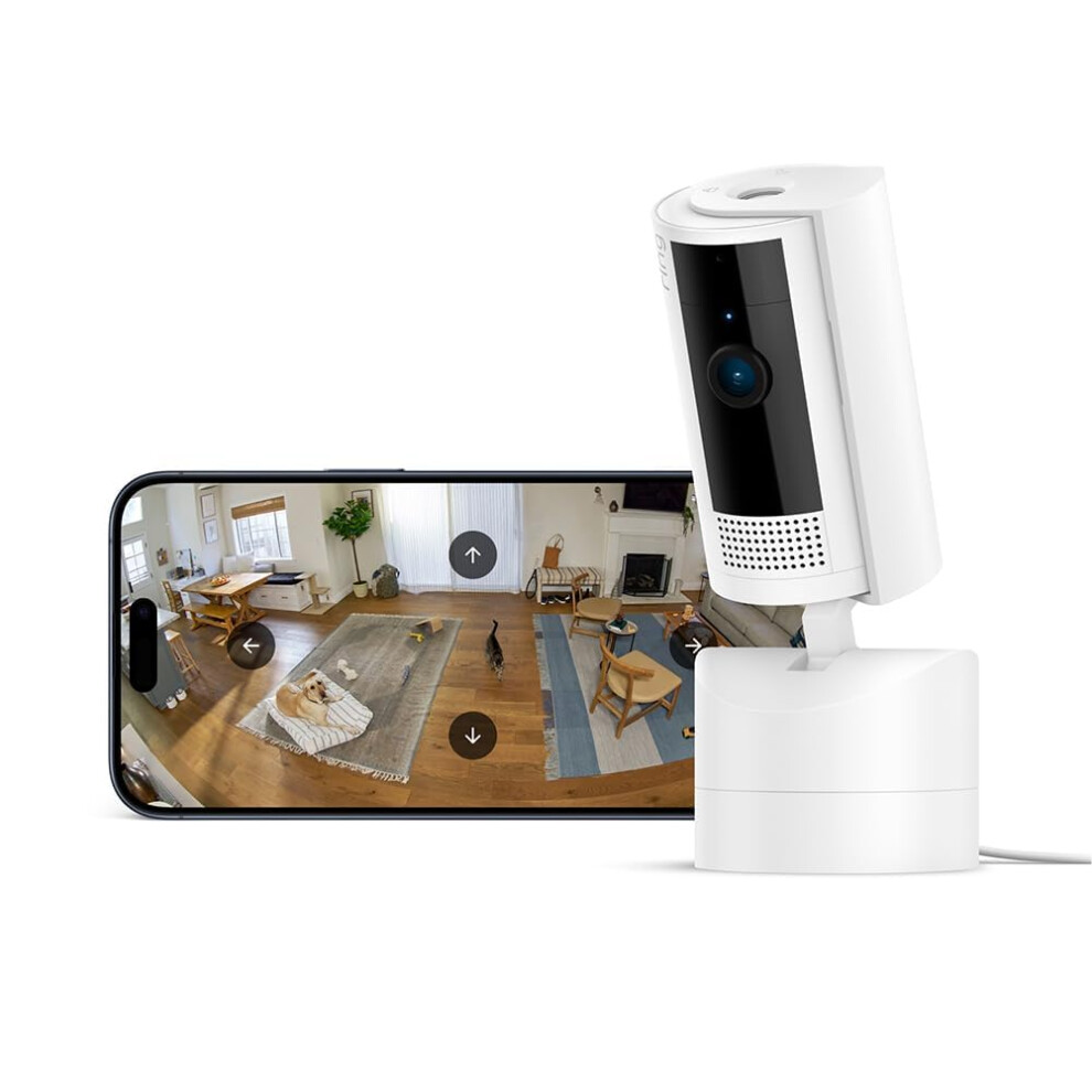 Ring Pan-Tilt Indoor Camera | Plug-In Pet Security Camera | 360 pan & 169 tilt coverage, Manual Privacy Cover, HD video, Two-Way Talk, Wi-Fi | 30-d