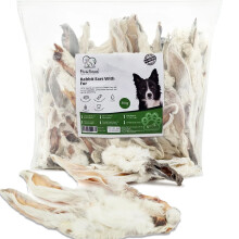 PAWLICIOUS Rabbit Ears with Fur for Dogs 28-35 Pieces 500 gram, 100% Natural Air-Dried Treat Chew for Dog, Puppy & Senior Healthy & Hypoallergenic Dog