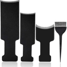 4 Pieces Highlighting Board And Brush Kit, 3 Pieces Flat Top Comb Board Paddle And 1 Piece Hair Coloring Brush for Hair Dye And Salon Uses (black)