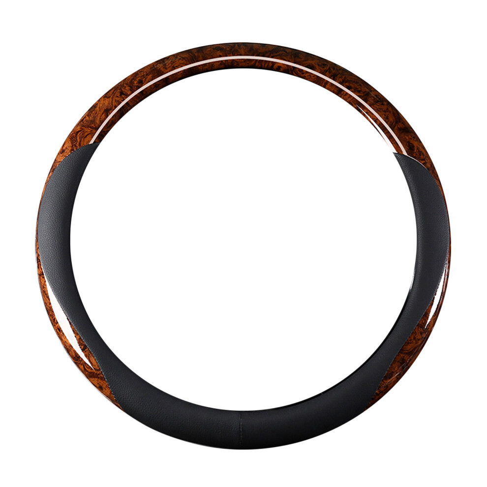 38Cm Steering Wheel Cover Faux Leather Carbon Brown 9121376852961