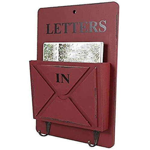 Mail Box Letter Rack Mounted Mail Sorter Stora Box Key Hooks Ding H ( Re 2