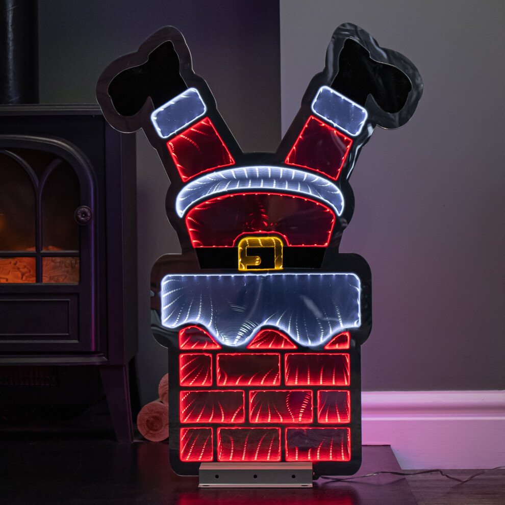 Snow Time 60Cm Up Santa's Leg In Chimney Christmas Infinity Decoration With Leds Light