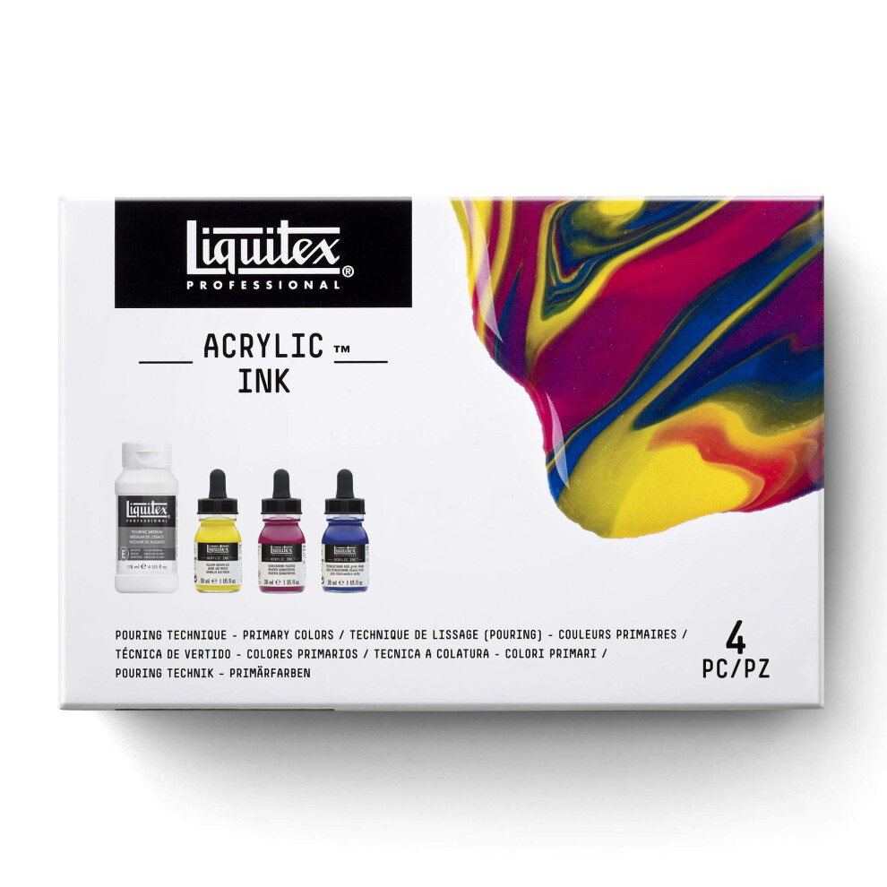 Liquitex Professional Acrylic Ink 1-Oz (30Ml) Pouring Technique Primary Colors Set Of 4