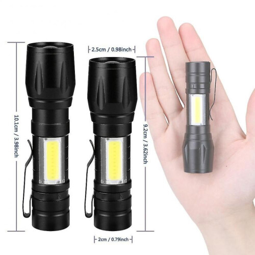 Led Flashlight Xpe Cob Light Rechargeable Flashlight Built-in Battery Zoom Flashlight 3 Mode Waterproof Emergency Torch 2
