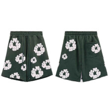 (Medium, green) 2024 Denim Tears Kapok Print Unisex Casual Shorts